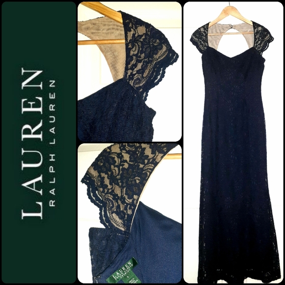 Ralph Lauren Dresses & Skirts - 🍸Formal Navy Blue Lace Dress. STUNNING!! NWOT